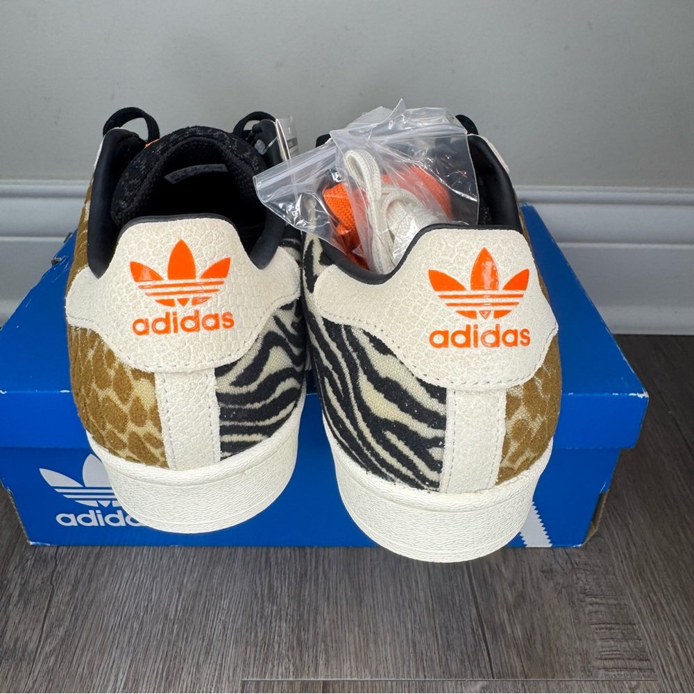 Adidas Superstar Atmos Crazy Animal Black White Orange Sneakers - Picture 5 of 12